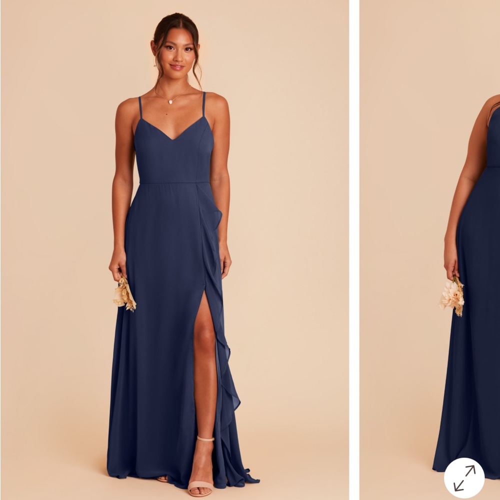 BIRDY GREY Theresa Chiffon Slate Blue Bridesmaid Dress